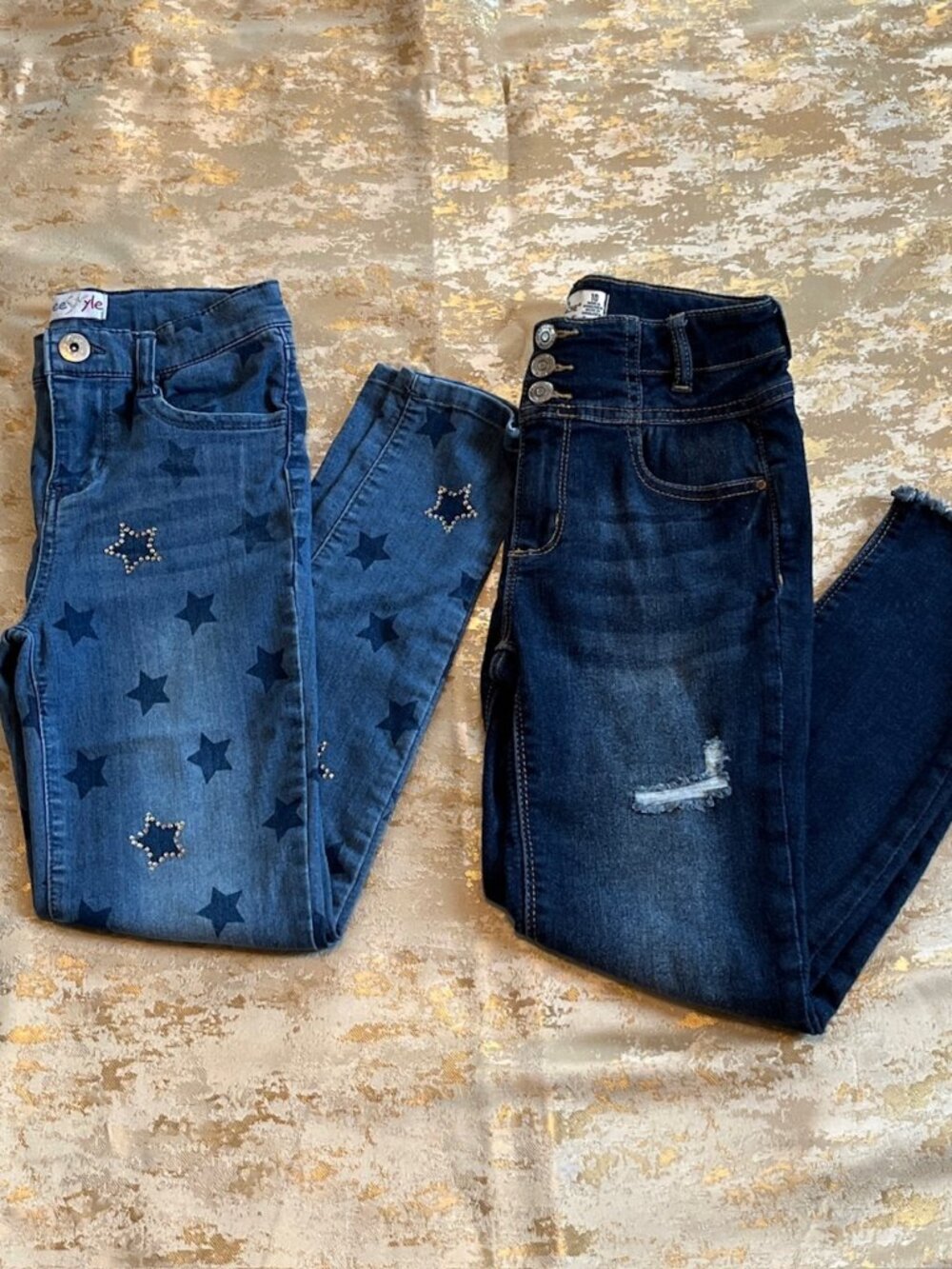 Mixed Jeans Lot of 2 Jordache Free Style Girls Size 10 School Casual Distressed